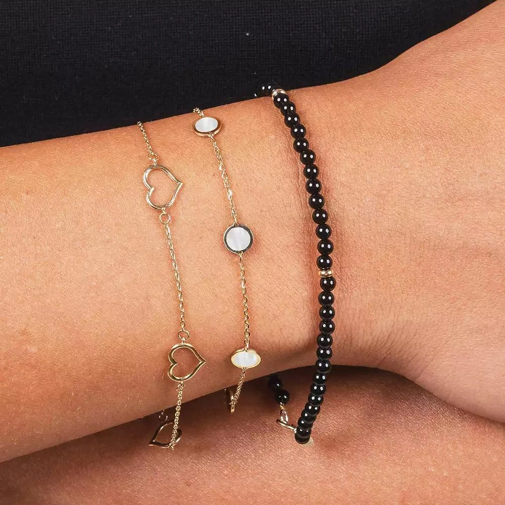 The Lovery Mother of Pearl Bubble Chain Bracelet 14K Gold 2