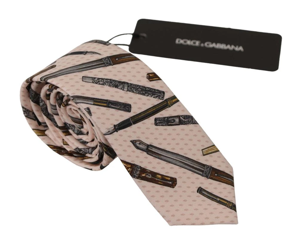 Dolce 
Gabbana Pen Dots Print 100% Silk Adjustable Neck Accessory Men
s Tie