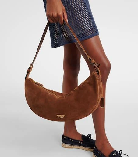 Prada Prada Demi-Lune Large suede shoulder bag 7
