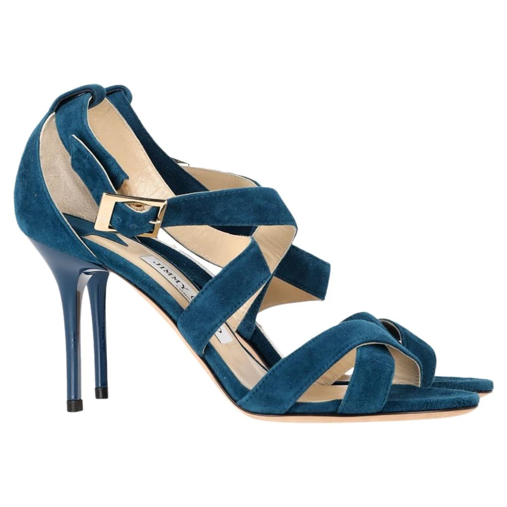 Jimmy Choo Strappy High Heel Sandal Heels in Blue Suede 1