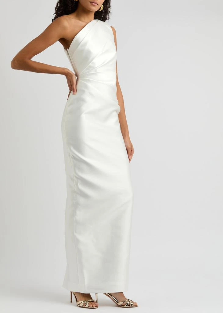 SOLACE LONDON Kira one-shoulder satin-twill gown 4