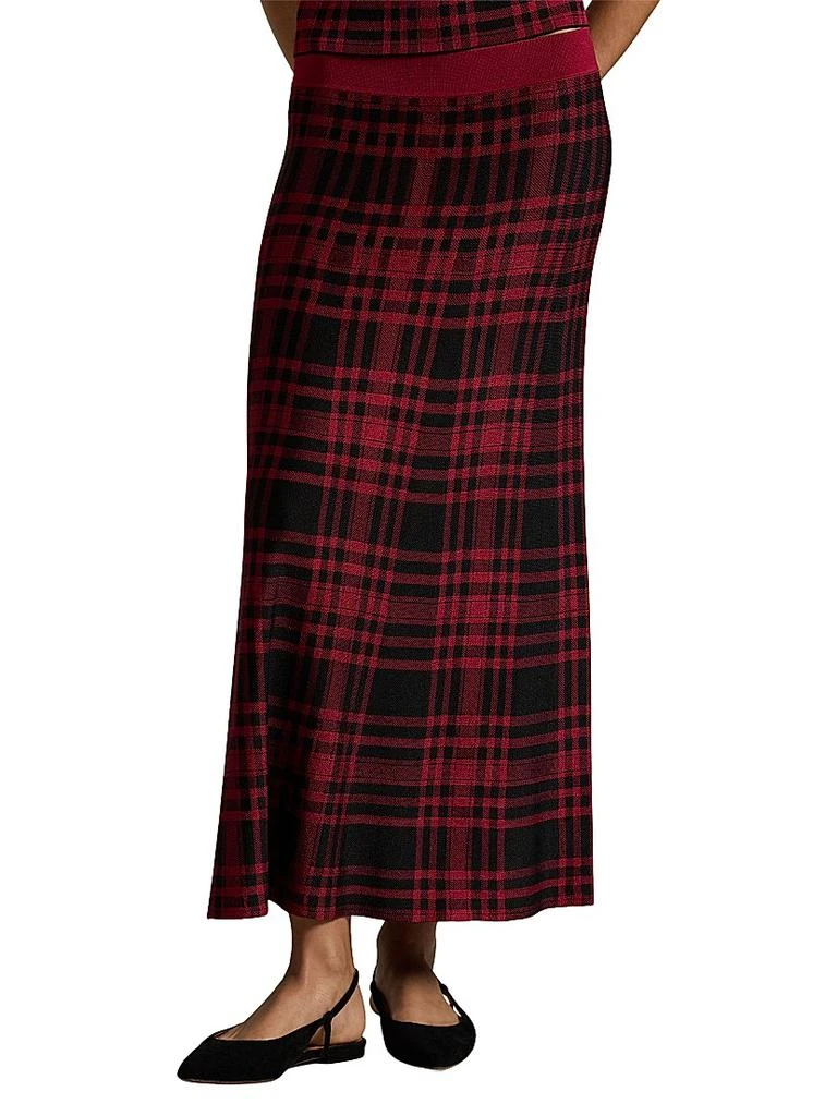 Ralph Lauren Plaid Plaid Stretch Fit 
Flare Midi-Skirt 3
