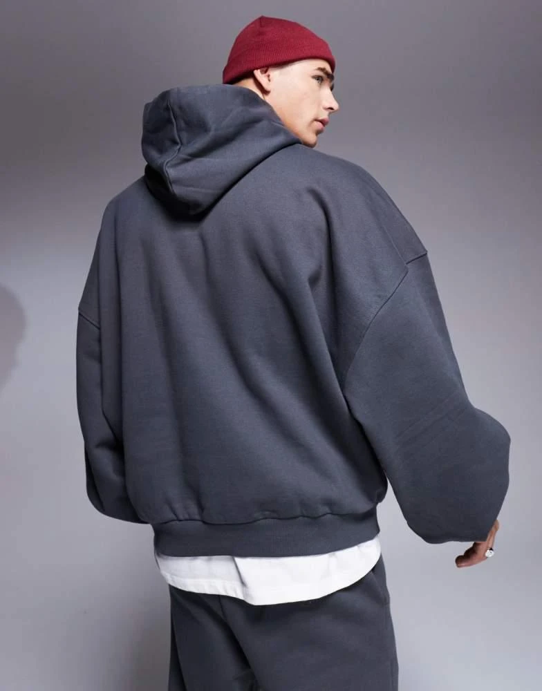 ASOS ASOS DESIGN premium heavyweight extreme oversized hoodie 400gsm in washed black 2