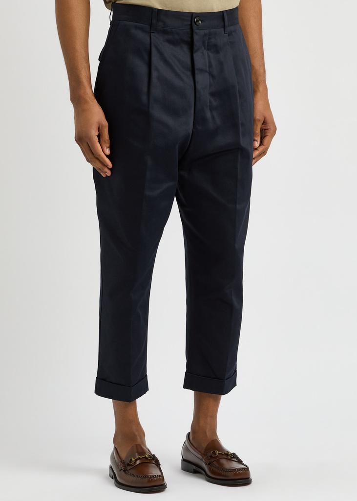 AMI Cropped tapered-leg cotton chinos