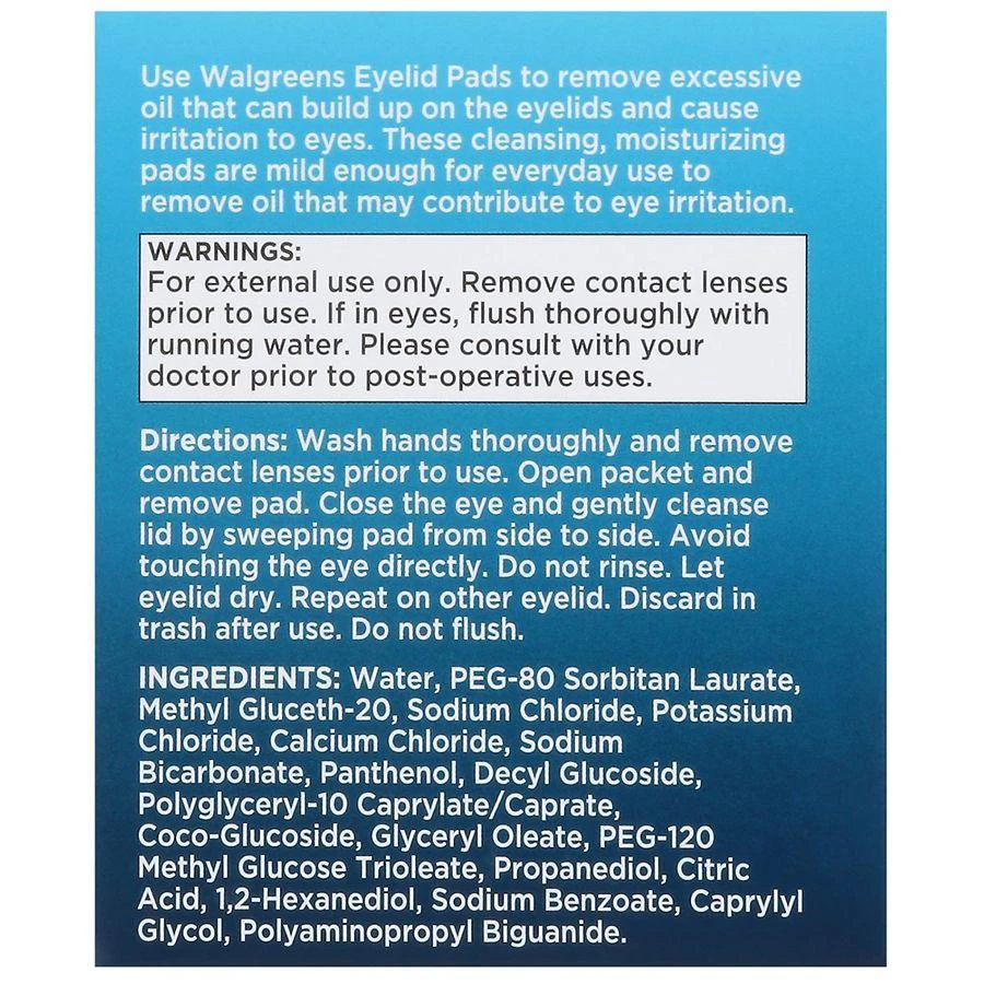 Walgreens Eyelid Pads, Rinse-Free Formula 3