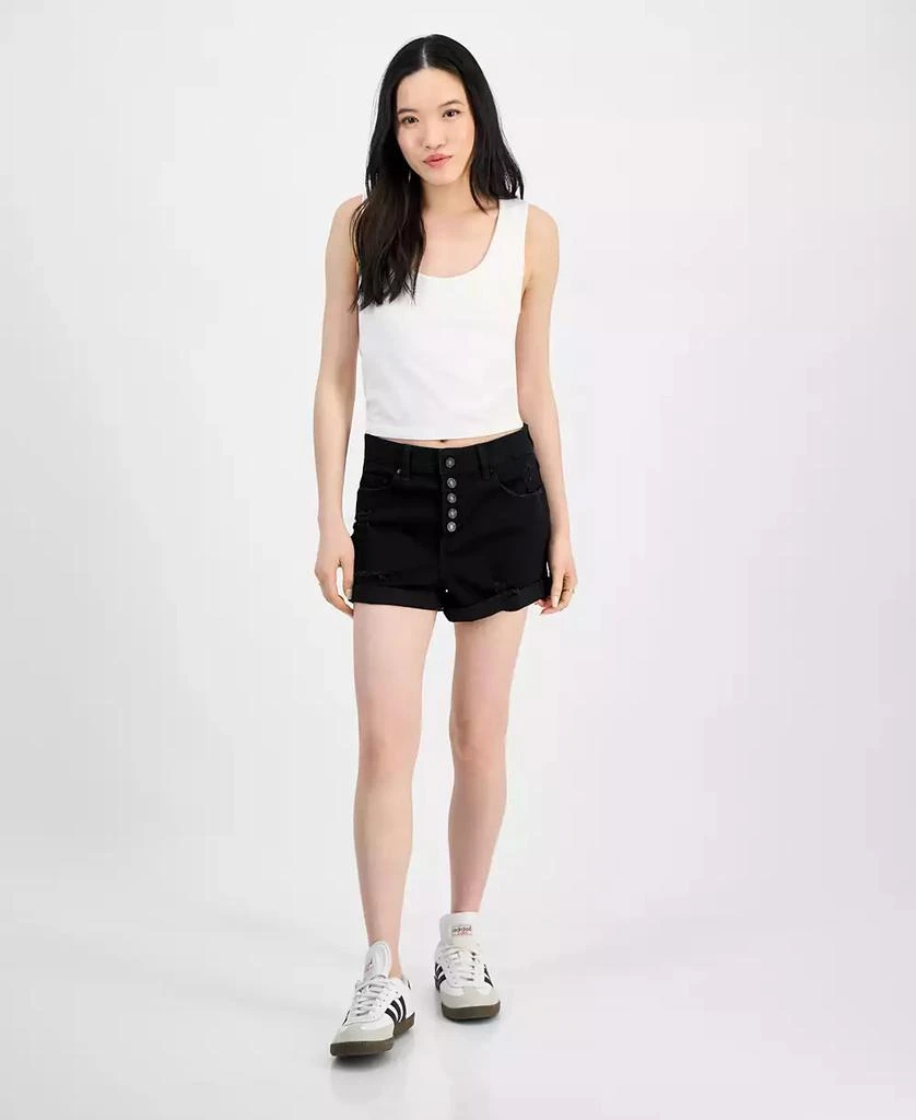 Indigo Rein Juniors' Exposed-Button High Rise Destructed Shorts 1