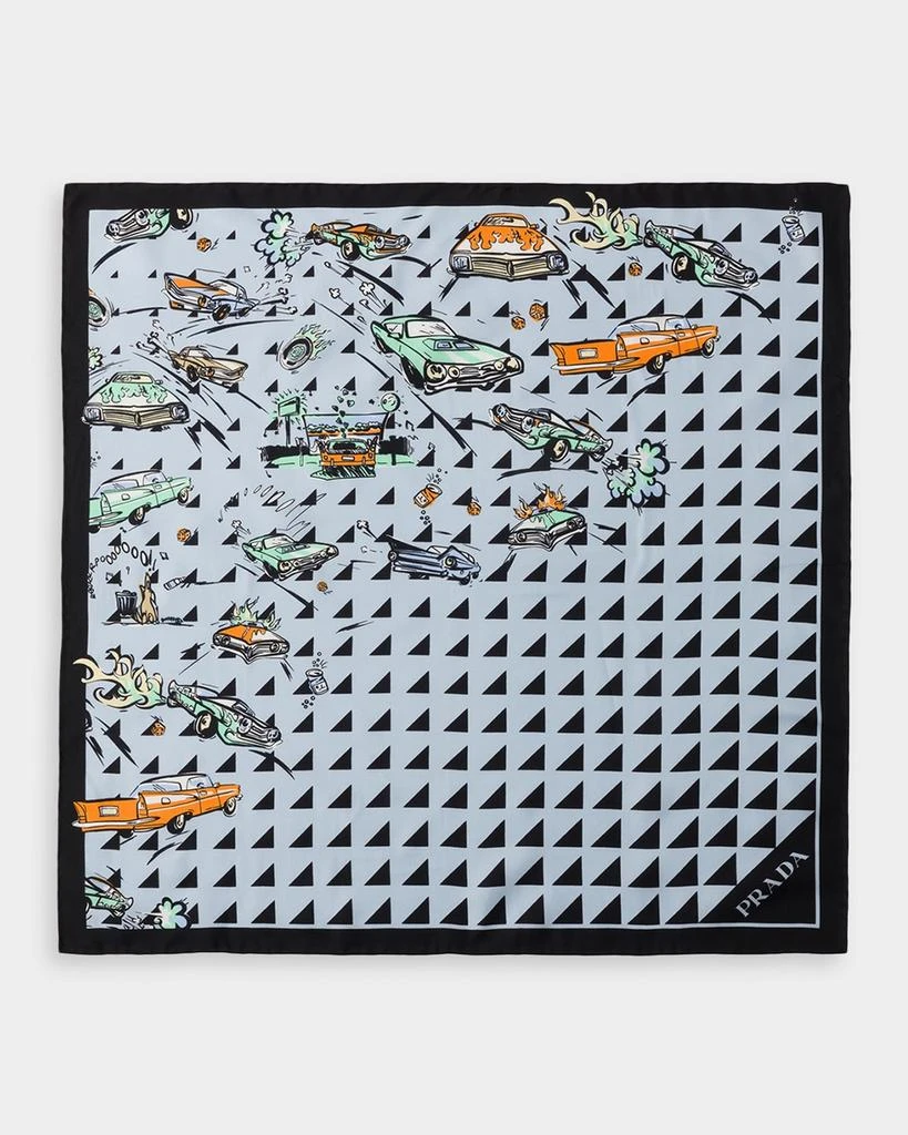 Prada Car-Print Silk Twill Scarf