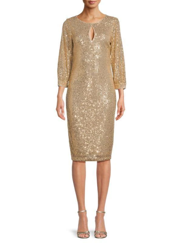 Kensie 3/4 Sleeve Sequin Sheath Dress 1