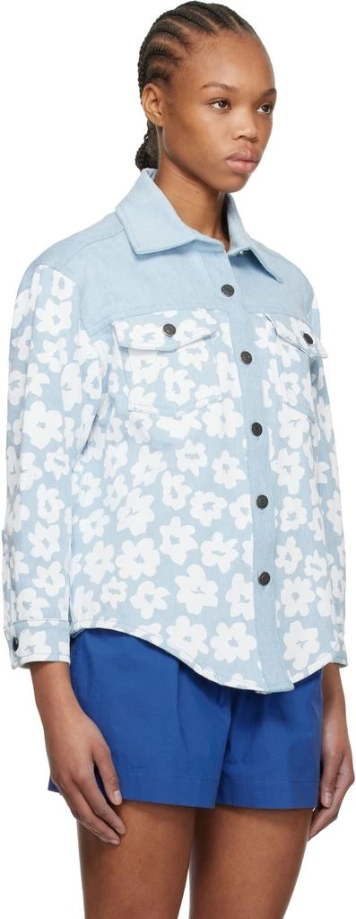 MSGM Blue Printed Denim Shirt 2