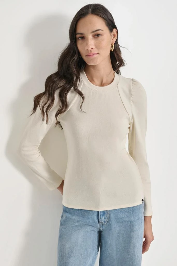 DKNY PUFF SLEEVE CREW NECK TOP 1