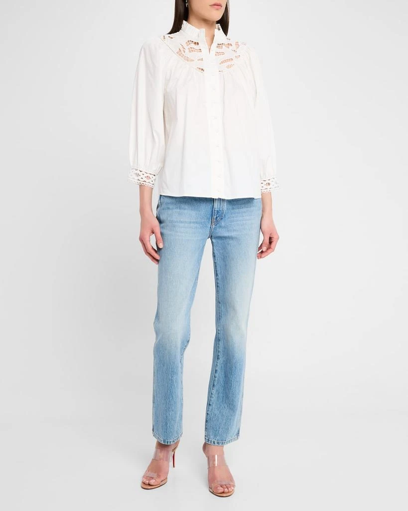 Tahari The Rylan Lace-Yoke Cotton Blouse 2