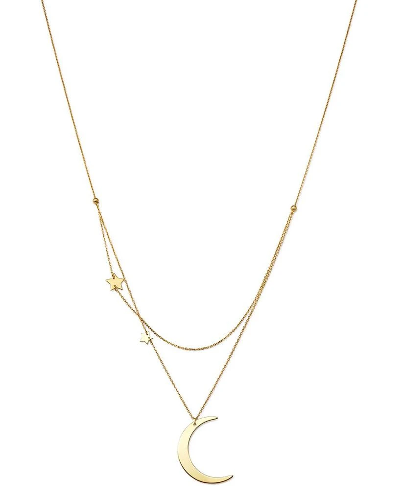Moon 
Meadow Crescent 
Star Charm Layered Necklace in 14K Yellow Gold, 18" - Exclusive 1