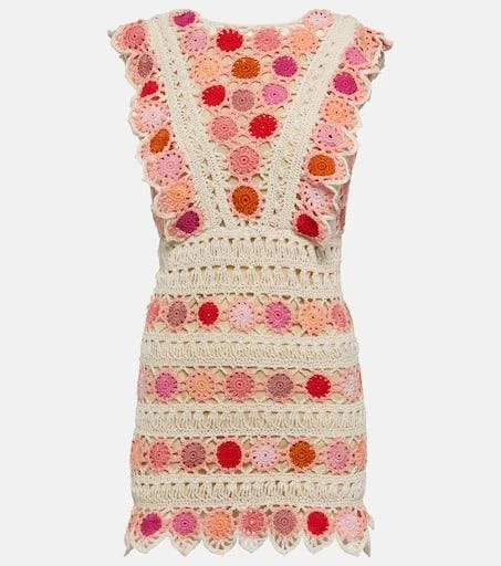 Anna Kosturova Bouquet floral cotton crochet minidress 1