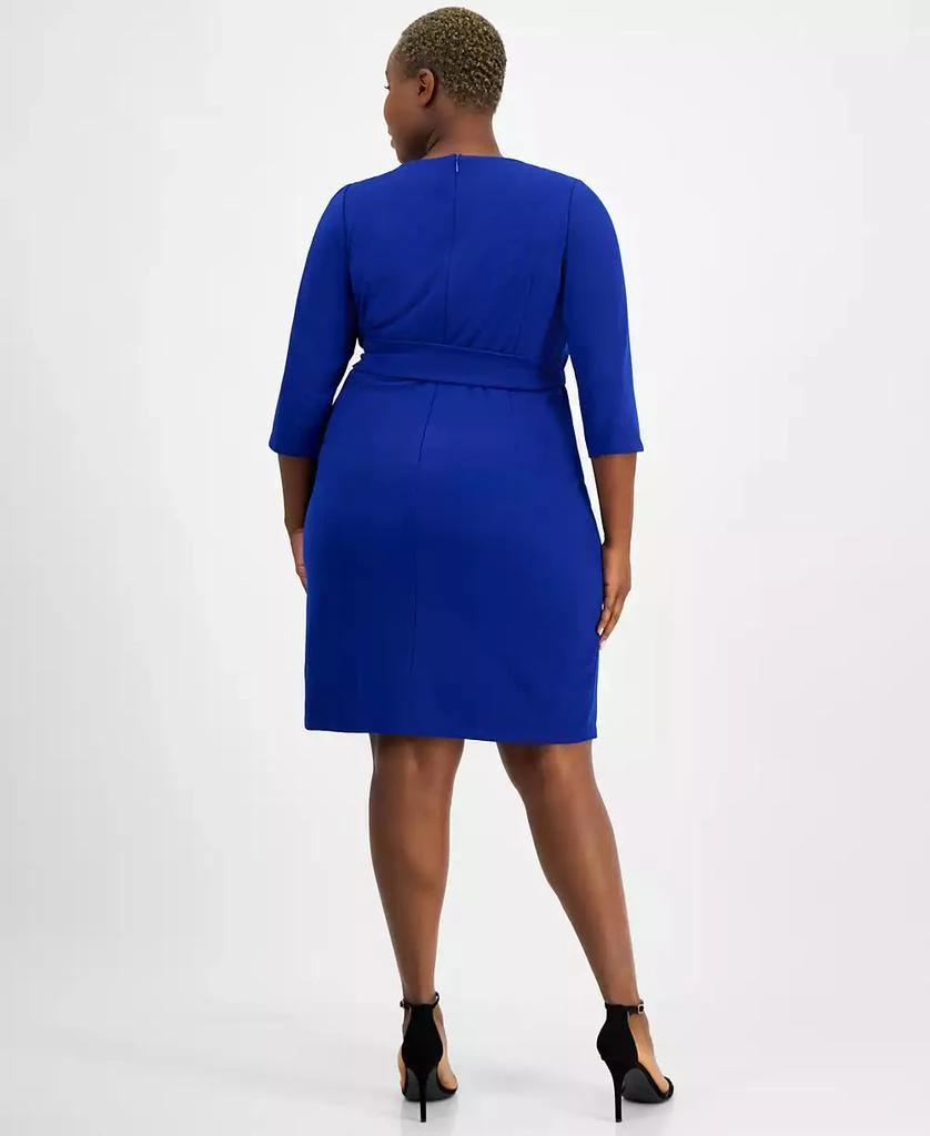 Tahari Plus Size Round-Neck Side-Tie Sheath Dress 5