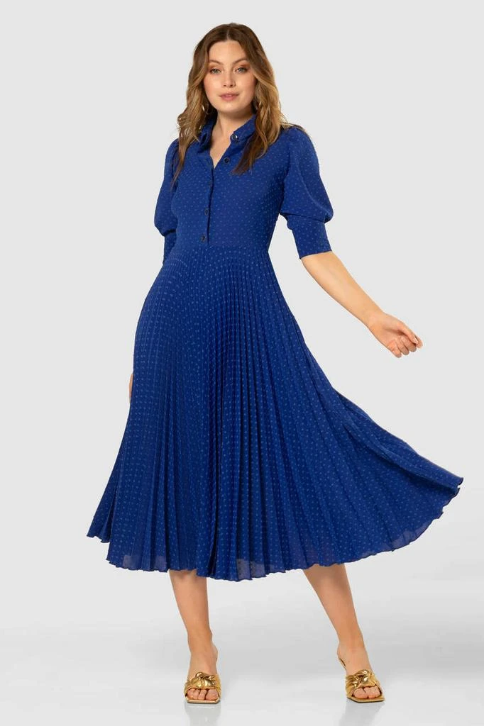 Closet London Closet London Blue Dobby Pleated Shirt Midi Dress 1