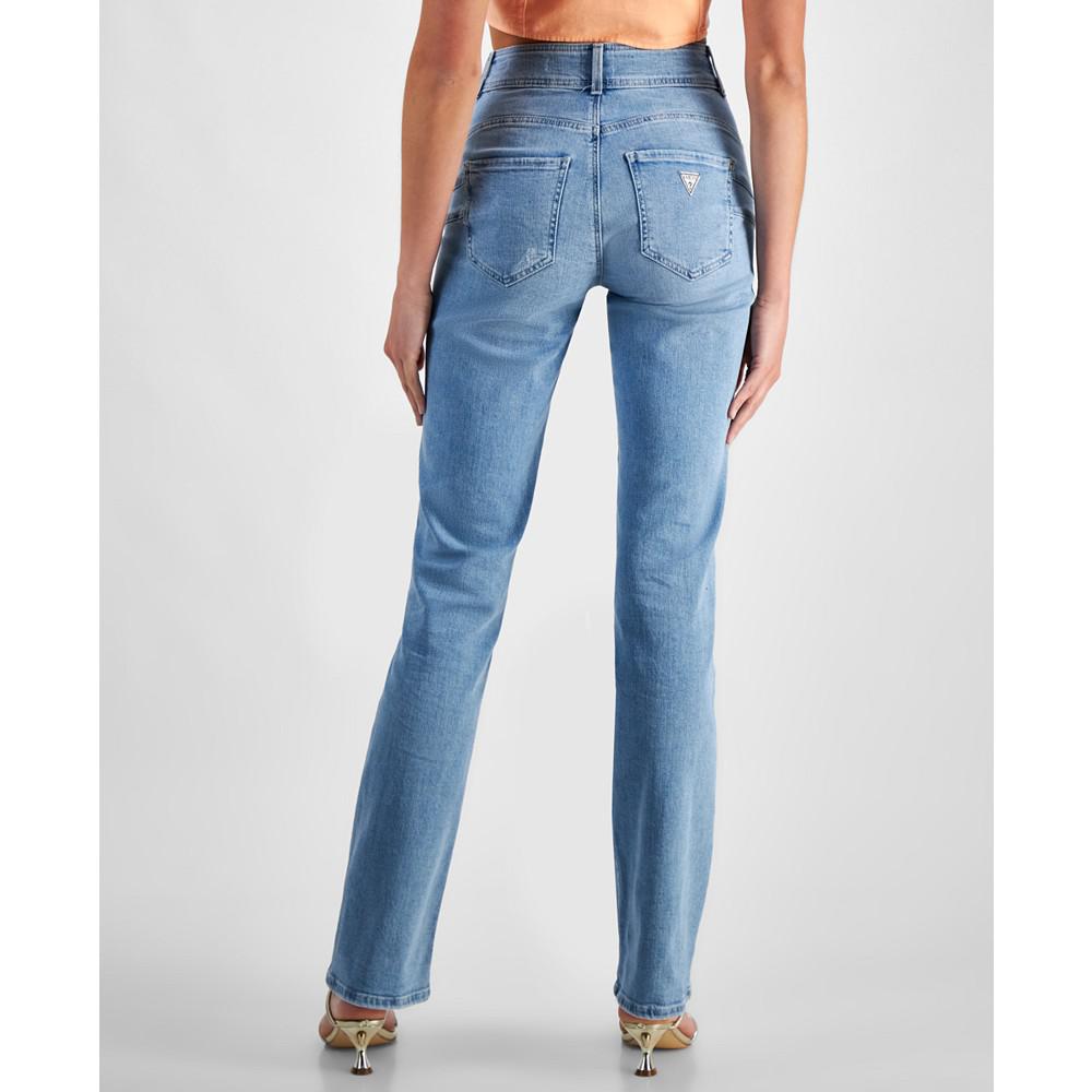 GUESS Women's Embellished Shape Up Straight Leg Jeans