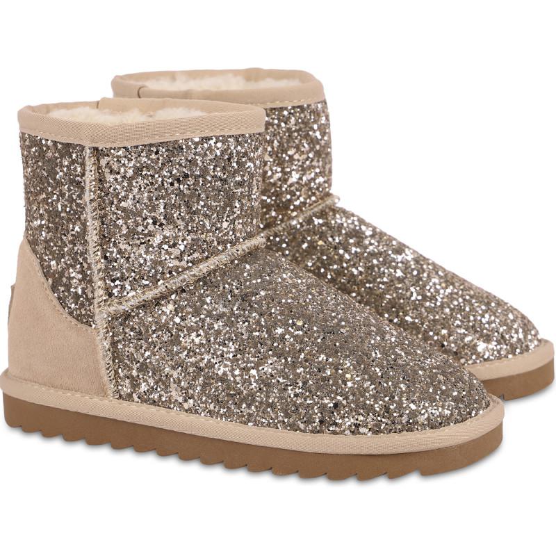 COLORS OF CALIFORNIA Glittery winter boots with faux fur interior in bronze