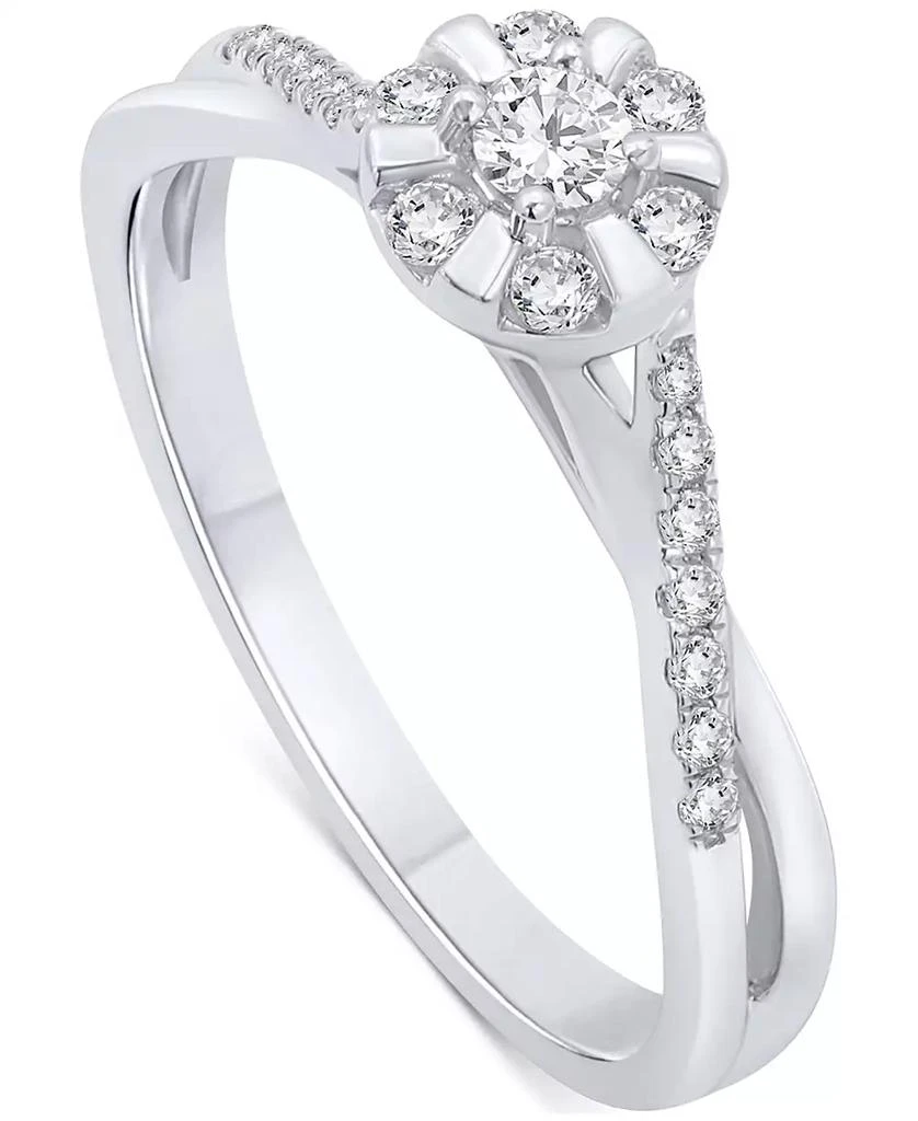 Macy's Diamond Halo Swirl Promise Ring (1/4 ct. t.w.) in Sterling Silver 1