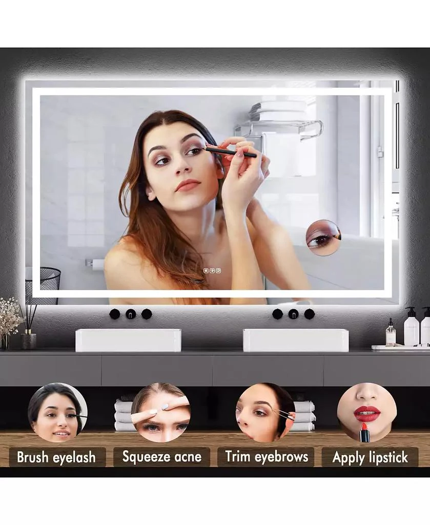 Homfan 60X36 LED Bathroom Vanity Mirror with Dimmable Dual Front 
Back Lights,  Memory Settings, Shatterproof Tempered Glass 7