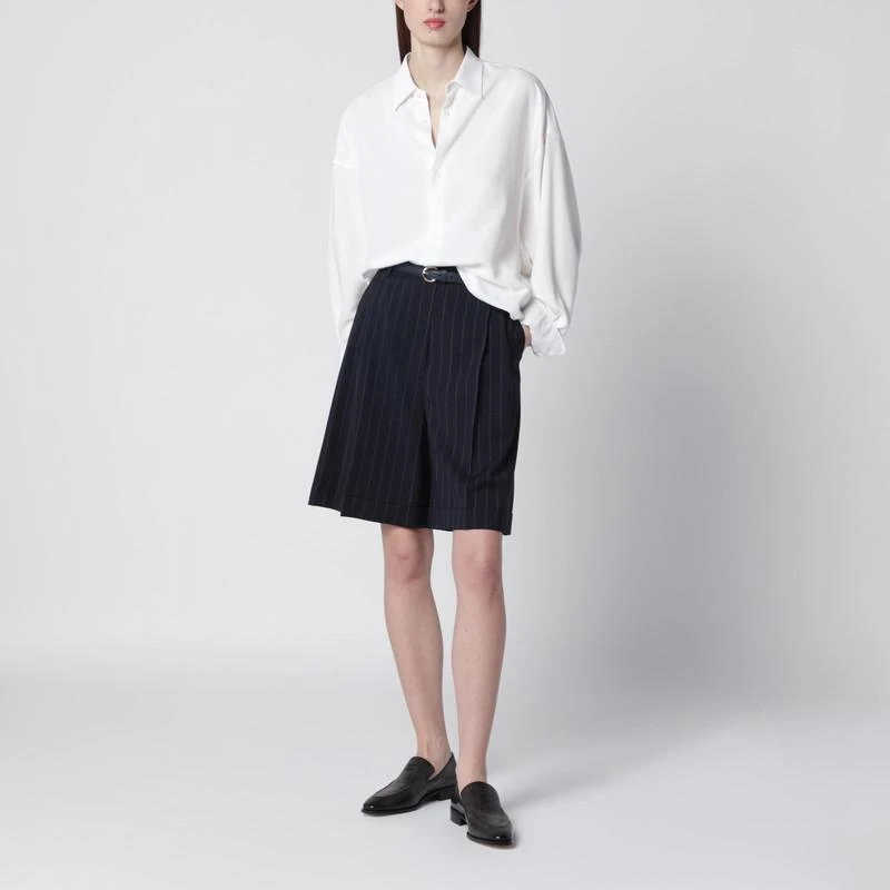 Max Mara Blue pinstripe wool bermuda shorts 2