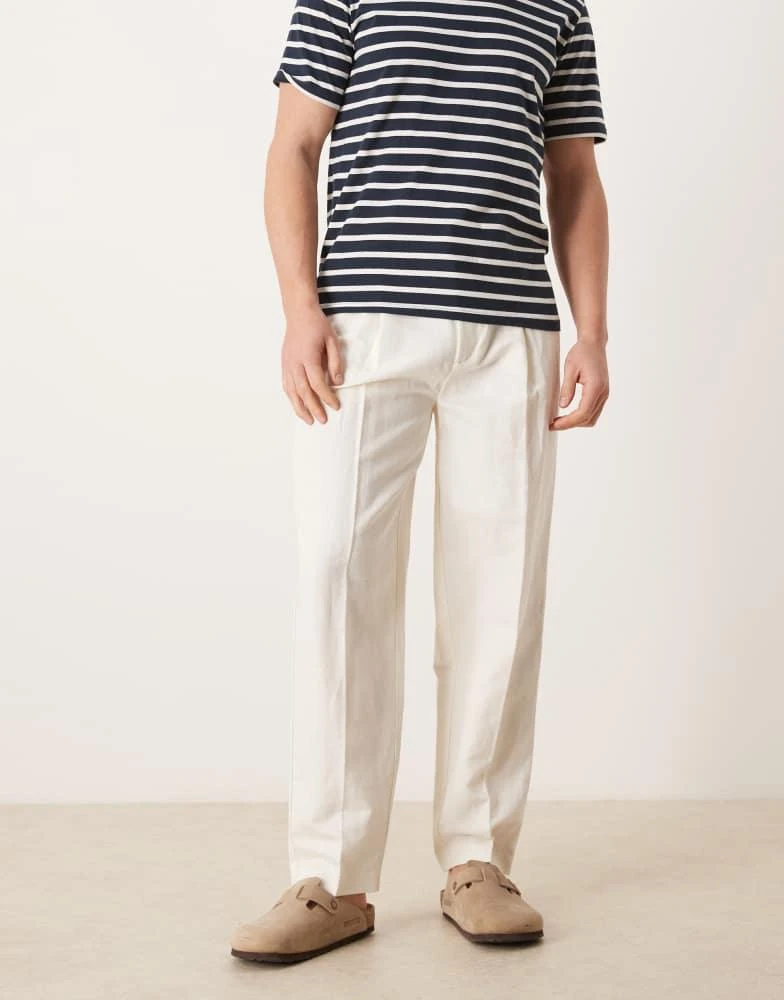 ASOS ASOS DESIGN smart linen rich oversized tapered trousers in white 2