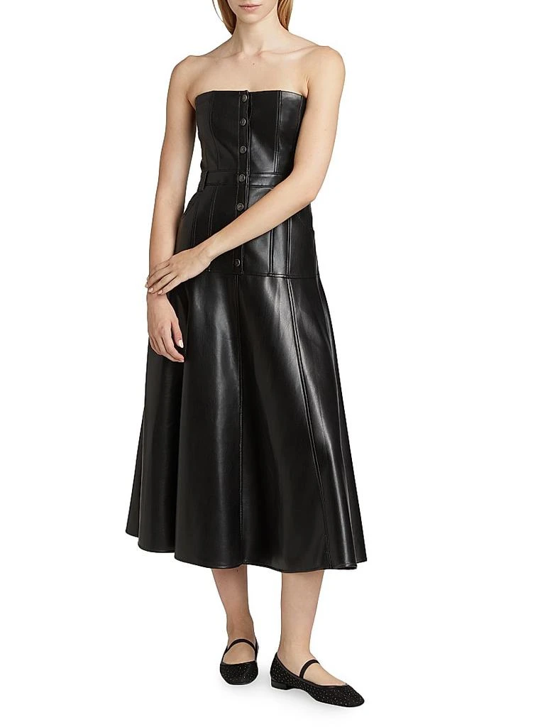Cinq à Sept Veena Faux Leather Strapless Midi-Dress 3