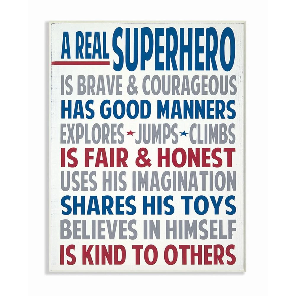 Stupell Industries Home Decor Typography Art, A Real Superhero Wall Plaque Art, 12.5" x 18.5"