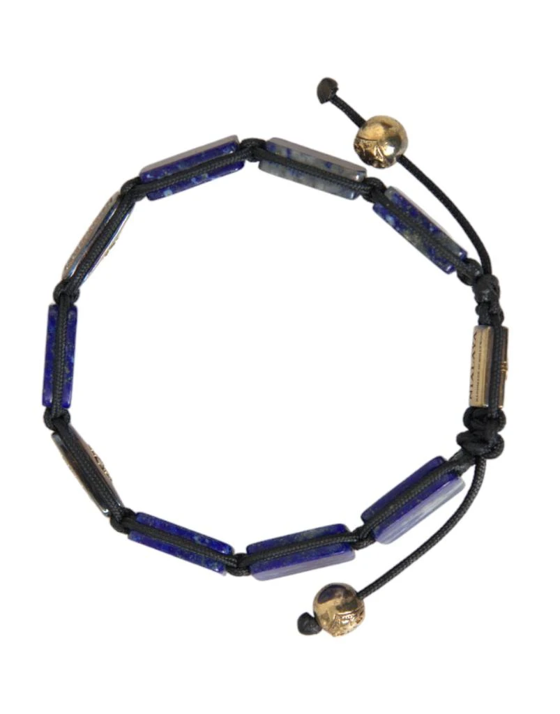 Nialaya Flat Bead  Lapis  CZ 925 Bracelet Men's Mens 5