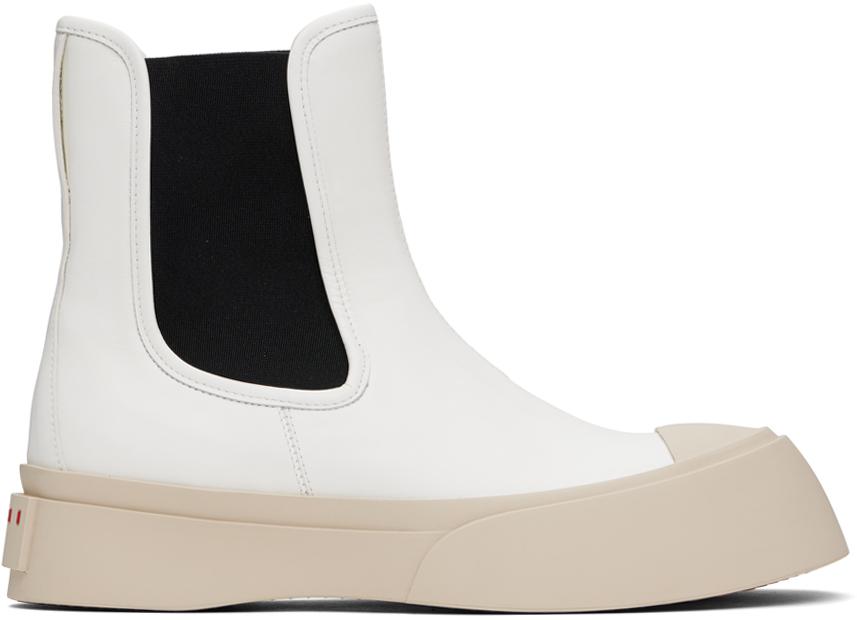 ショートブーツ・ブーティ Marni White Nappa Leather Pablo Ankle Boots MARNI Womens Pablo Chelsea Boot (Natural White) – CNCPTS