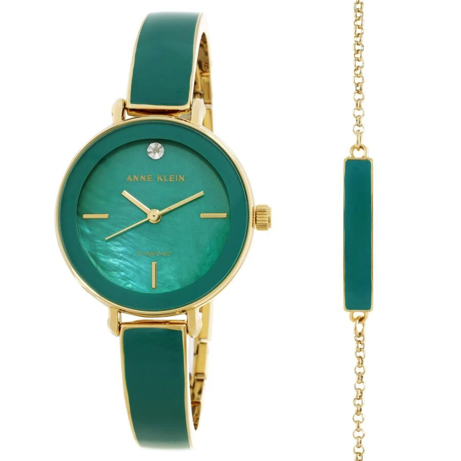 Anne Klein Anne Klein Quartz Green Mother of Pearl Dial Ladies Watch and Bracelet Set AK/3620GNST