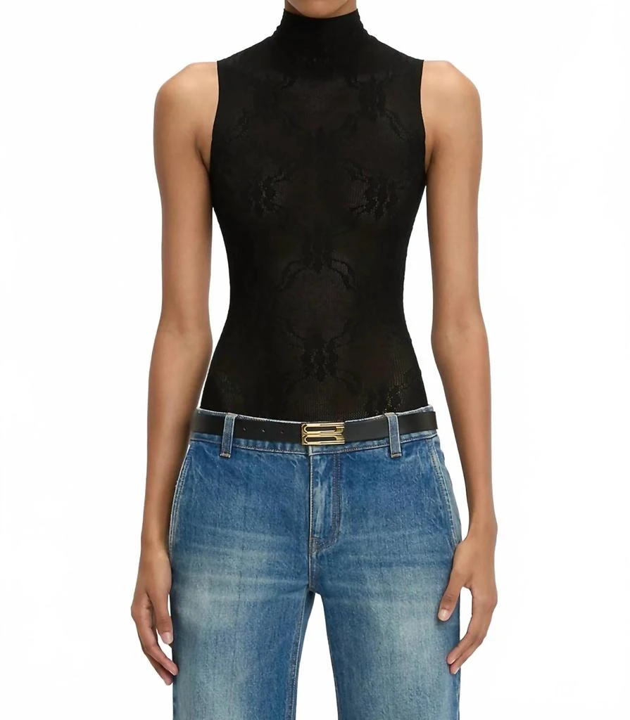 Victoria Beckham Sleeveless High Neck Bodysuit In Black
