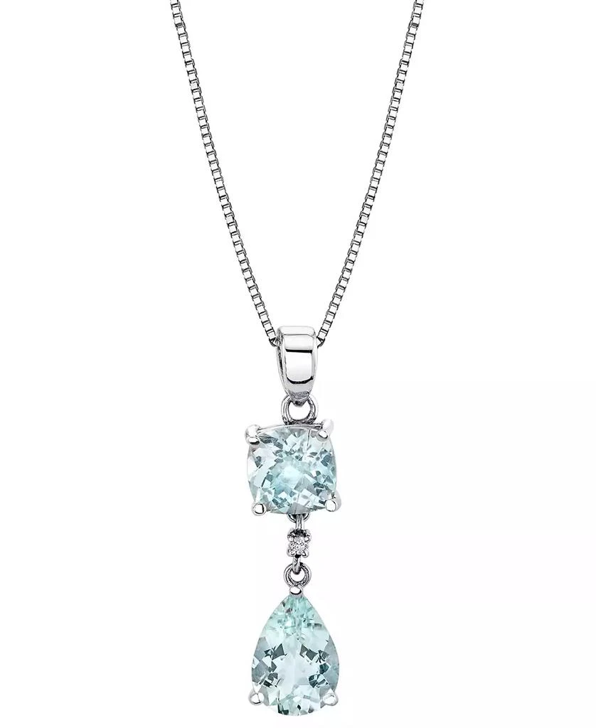 Macy's Aquamarine (2-7/8 ct. t.w.) & Diamond Accent Double Drop 18" Pendant Necklace in Sterling Silver 1