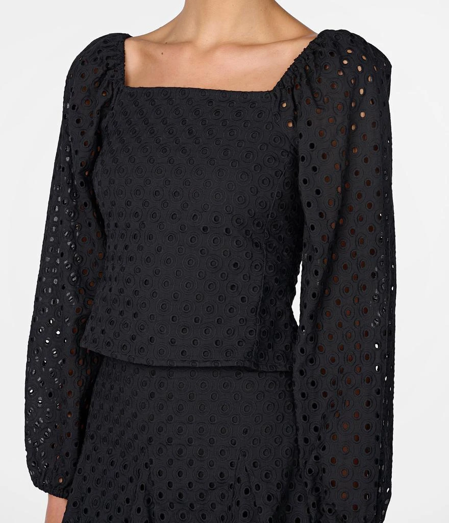 Karl Lagerfeld Paris LONG SLEEVE EYELET PUFF SLEEVE TOP 3