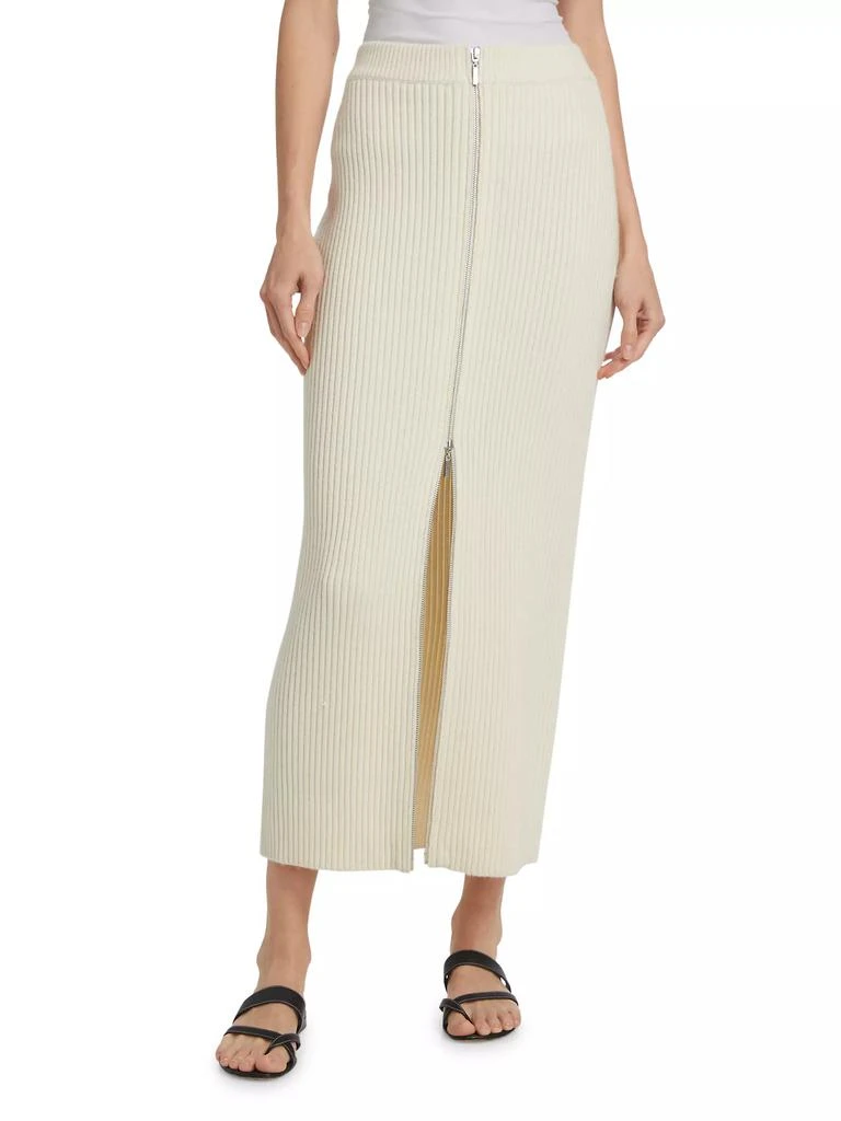 ROSETTA GETTY Ribbed Wool-Cashmere Zip-Up Maxi Skirt 3