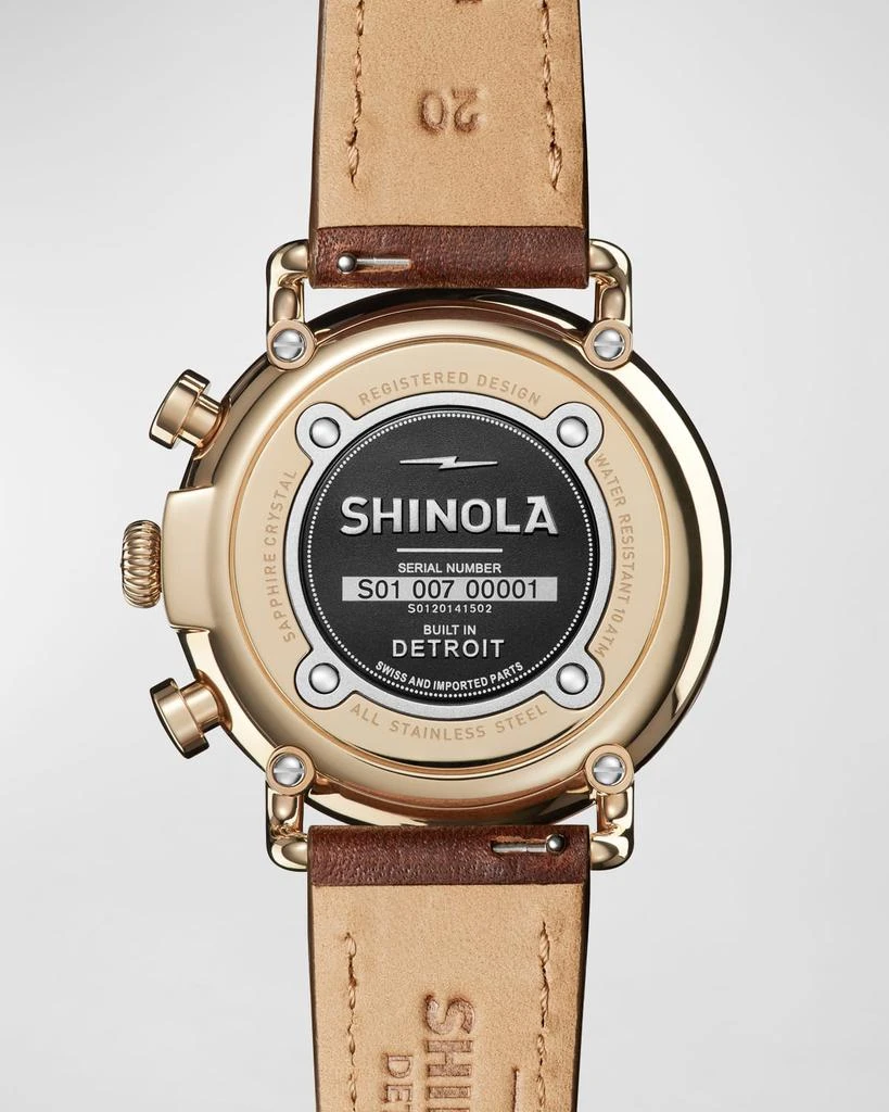 Shinola Men's 41mm Runwell Chronograph Watch, Brown/White 2