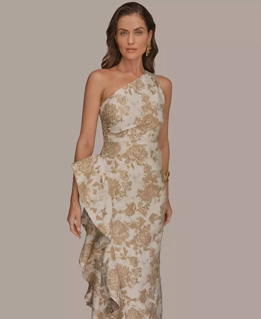 Donna Karan Women
s One Shoulder Side Ruffle Gown 2