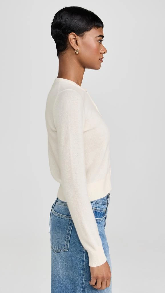 White  Warren Cashmere Essential Crew Neck Cardigan 3