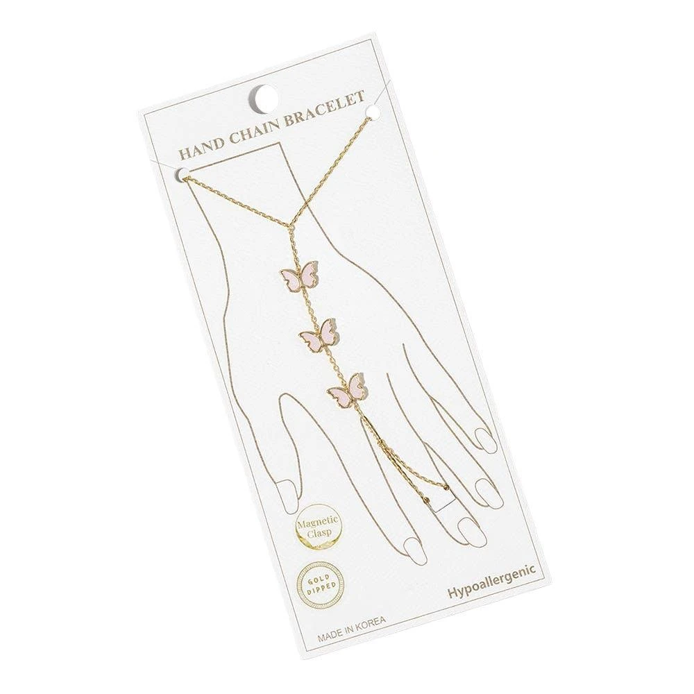 FASHNZFAB Gold Dipped Butterfly Charm Link Hand Chain Magnetic Bracelet 2