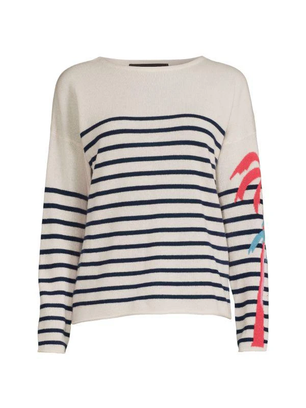 360 Sweater Alexandria Palm Striped Cashmere Sweater 3