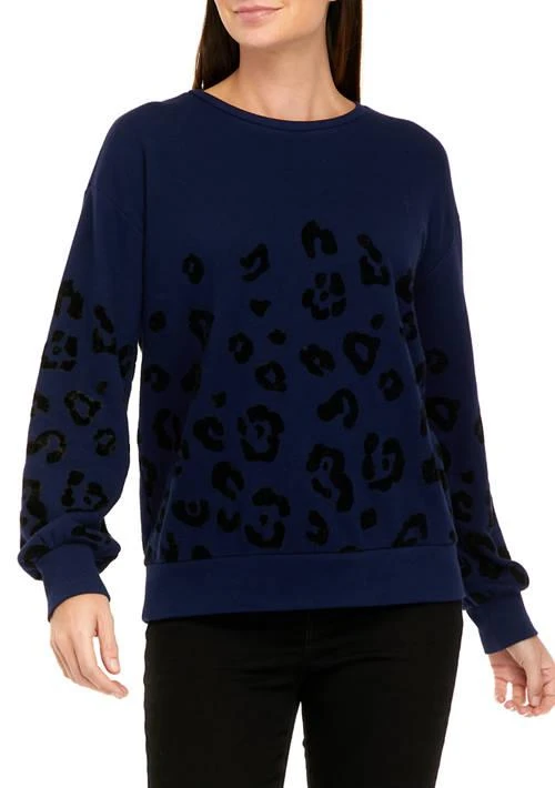 Crown & Ivy™ Ivy Womens Flocked Sweatshirt 1