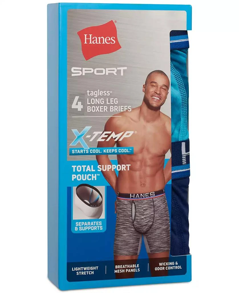 Hanes Men's 4-Pk. Ultimate Sport with X-Temp Total Support Pouch Longer Leg Boxer Briefs 4