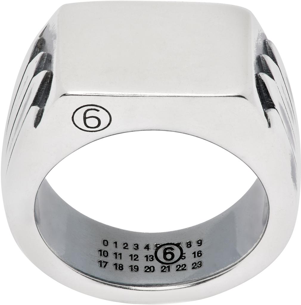 【MM6 MAISON MARGIELA】Triple Logo Numeric Signature Ring MM6 Maison Margiela: Triple Logo Numeric Signature Ring | SSENSE