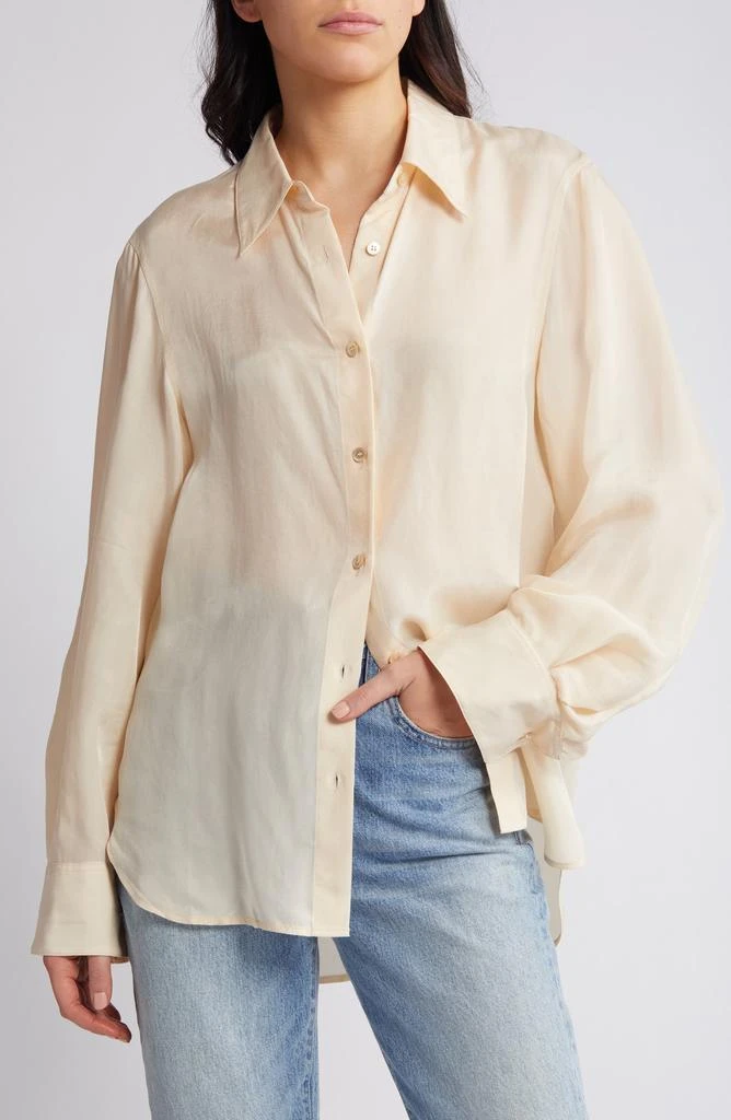 & Other Stories Long Sleeve Satin Button-Up Shirt 1