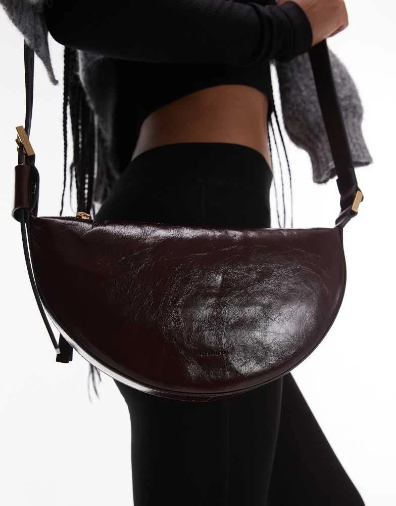 ALL SAINTS AllSaints half moon leather crossbody bag in burgundy 2