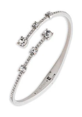 Givenchy Silver Tone Crystal Pave Bypass Bangle Bracelet 1
