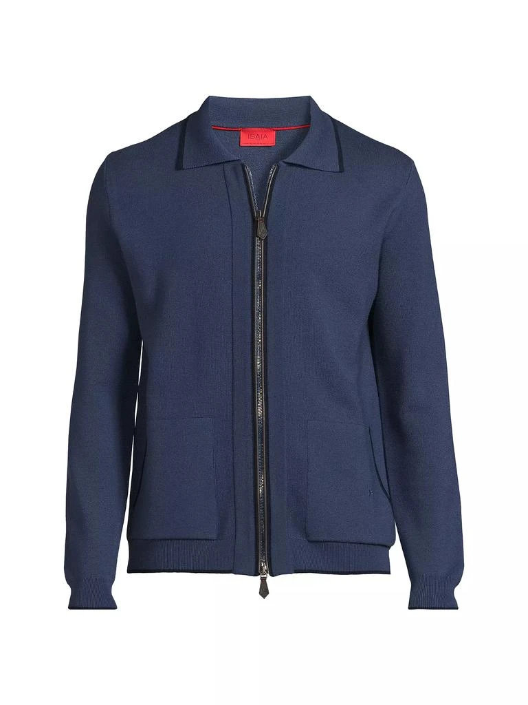 Isaia Wool-Silk Zip-Up Jacket 1