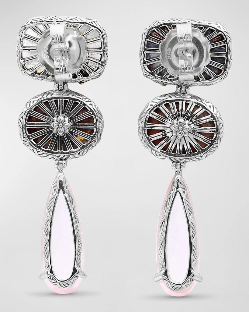 Stephen Dweck Red Hair Rutilated Quartz, Fire Opal and Rose Quartz Earrings 4