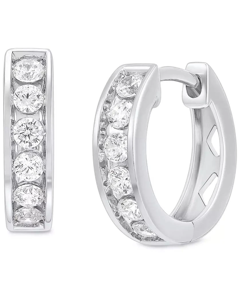 Grown With Love Men's Lab Grown Diamond Small Huggie Hoop Earrings (1/2 ct. t.w.) in 10 White Gold, 1/2" 3