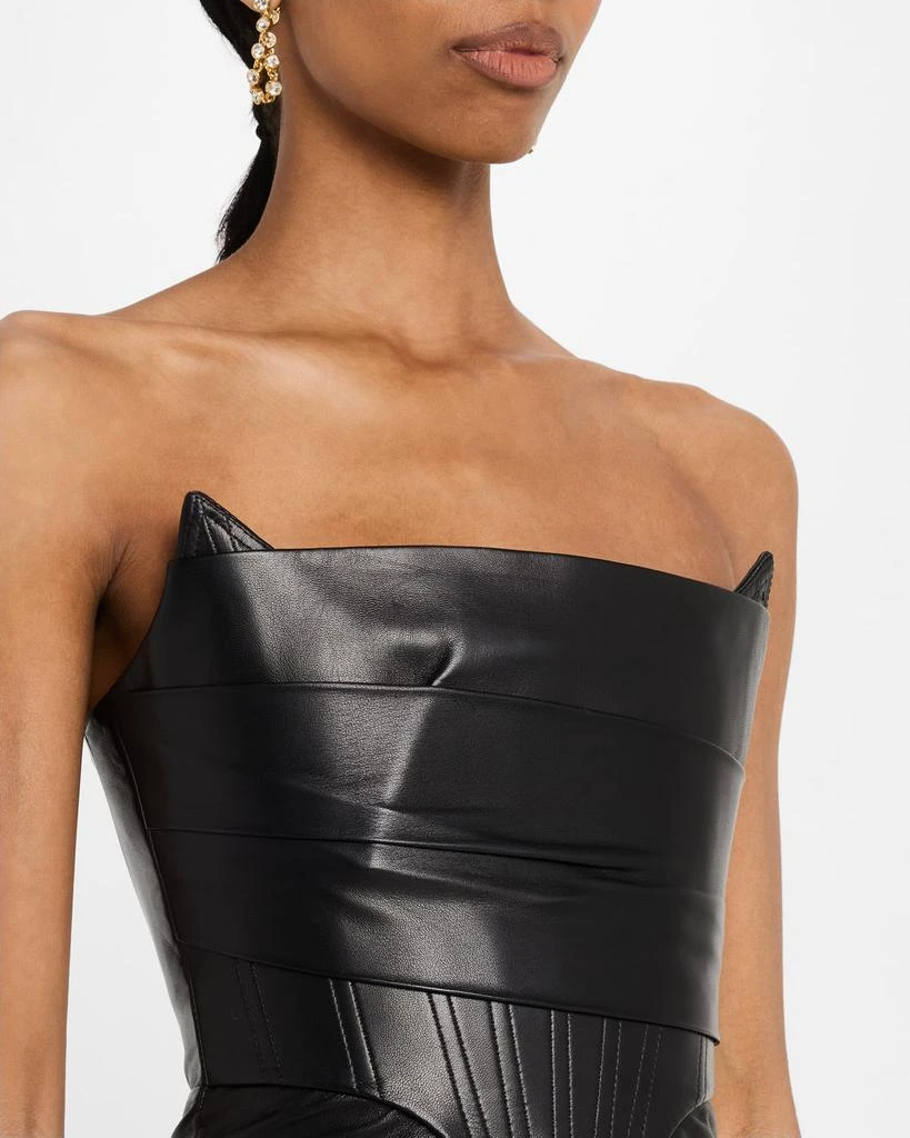 Alex Perry Strapless Leather Longline Corset Midi Dress 5