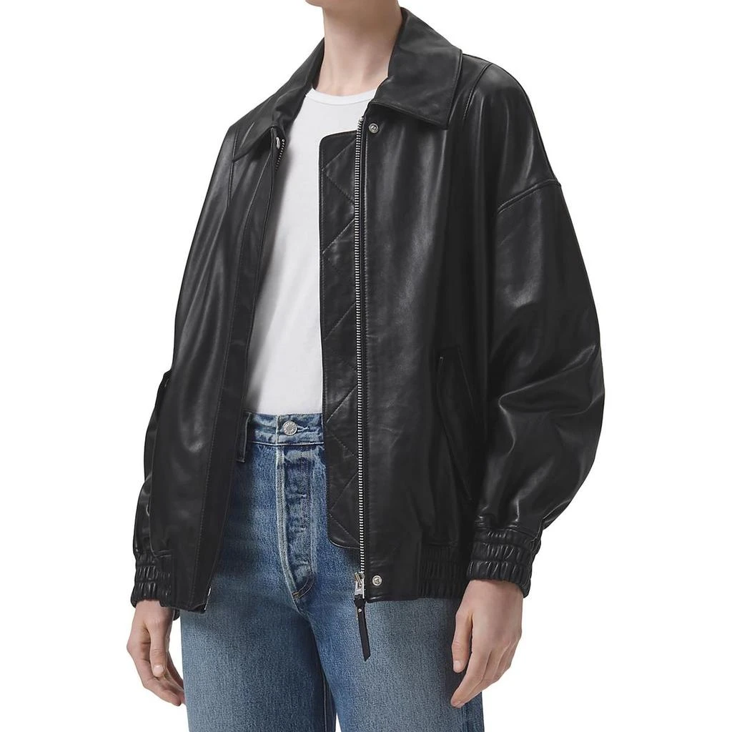 AGOLDE Ava Womens Leather Cold Weather Bomber Jacket 1